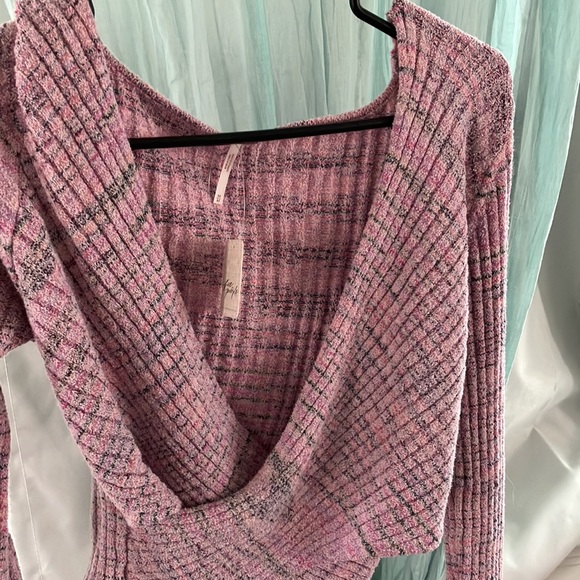 NWT Free People Brooke Wrap Top / Lilac Fog Combo - Picture 4 of 9